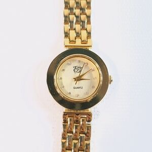 Elizabeth Taylor Gold Tone Stainless Steel Miyota Ladies Watch, New Battery